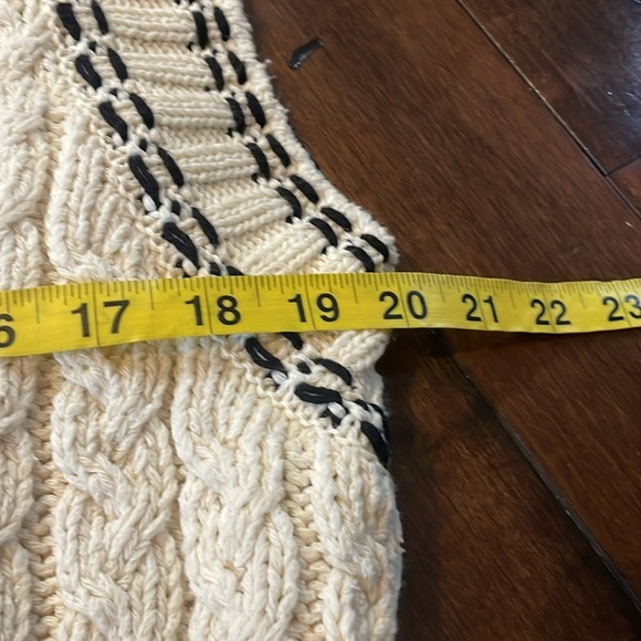 Zara cable knit sweater vest Cream Black whip stitch details V-neck Women’s S - Picture 4 of 10